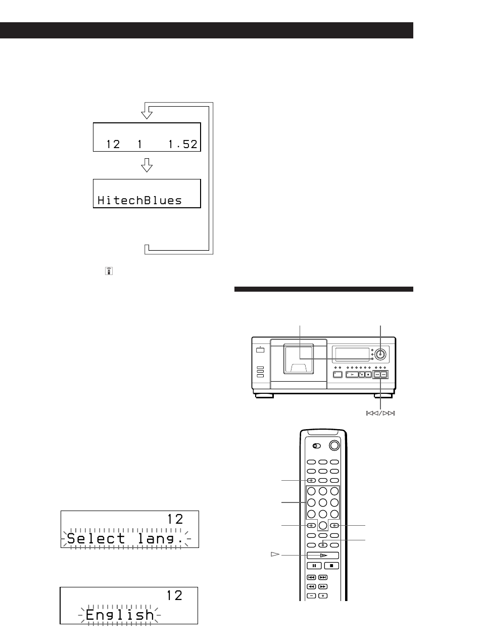 Locating a specific disc, Playing cds getting started, Playing cds | Selecting the language of the cd text information | Sony CDP-CX57 User Manual | Page 13 / 32