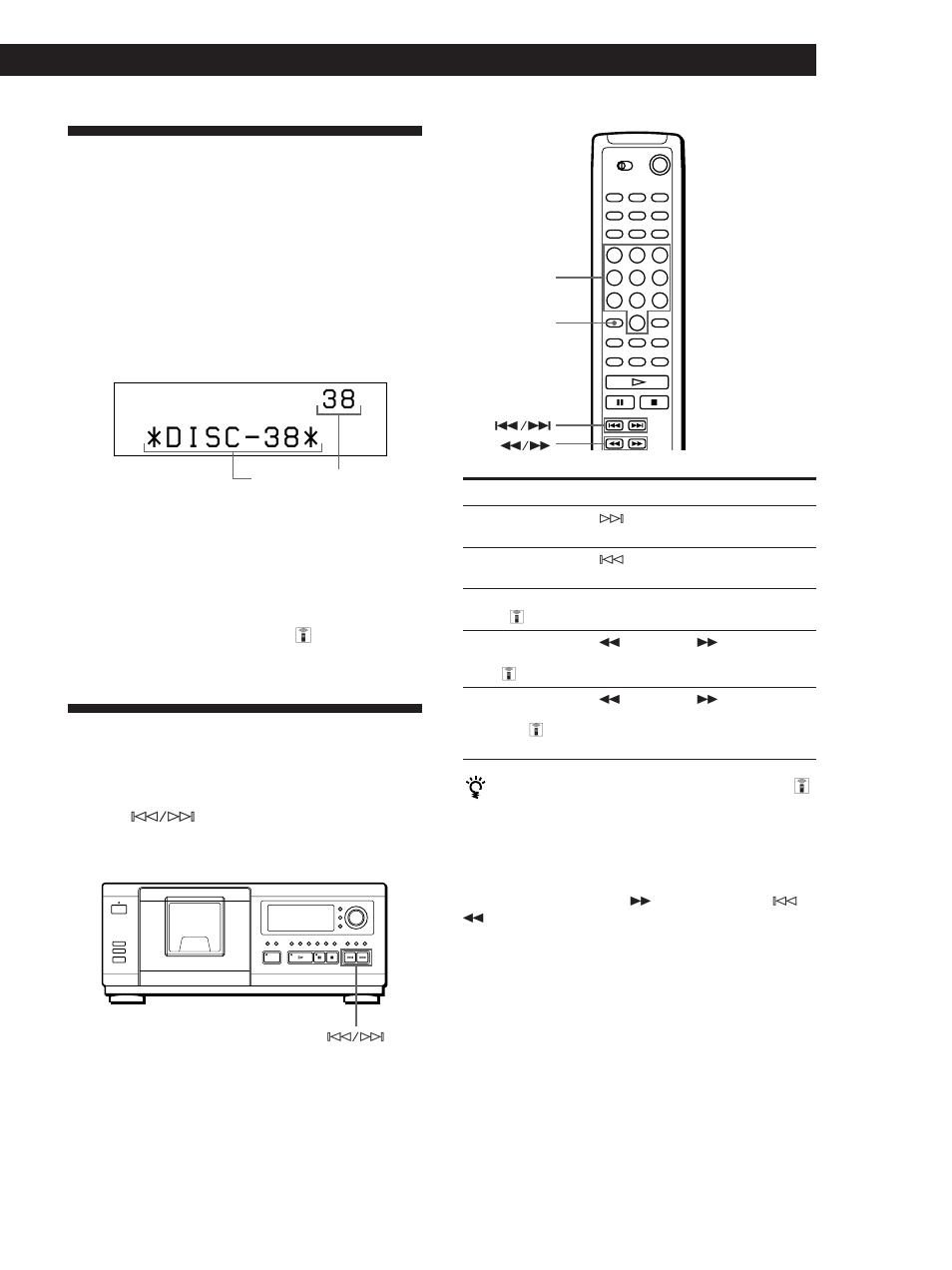 Locating a specific track or a point in a track, Specifying the next disc to play, Playing cds getting started | Playing cds | Sony CDP-CX57 User Manual | Page 15 / 32