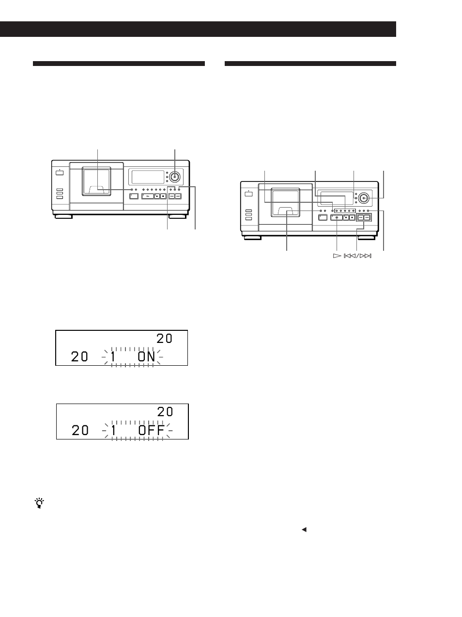 2 0 1 o n, 2 0 1 o f f, Storing specific tracks (delete bank) | Grouping discs (group file) | Sony CDP-CX57 User Manual | Page 27 / 32