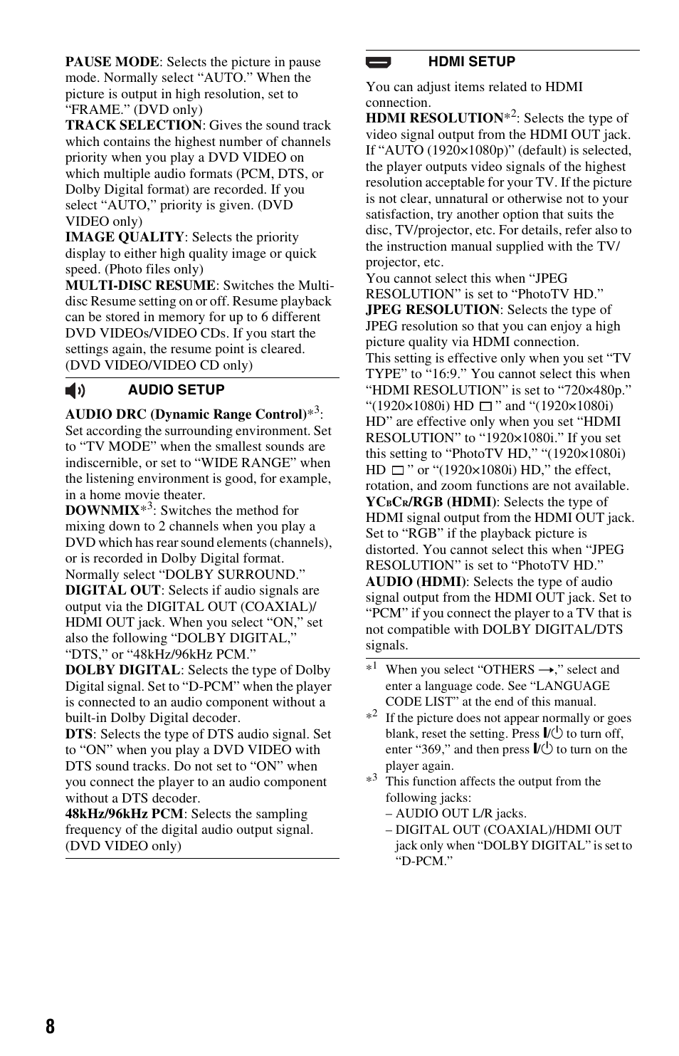 Sony DVPSR500H User Manual | Page 8 / 12