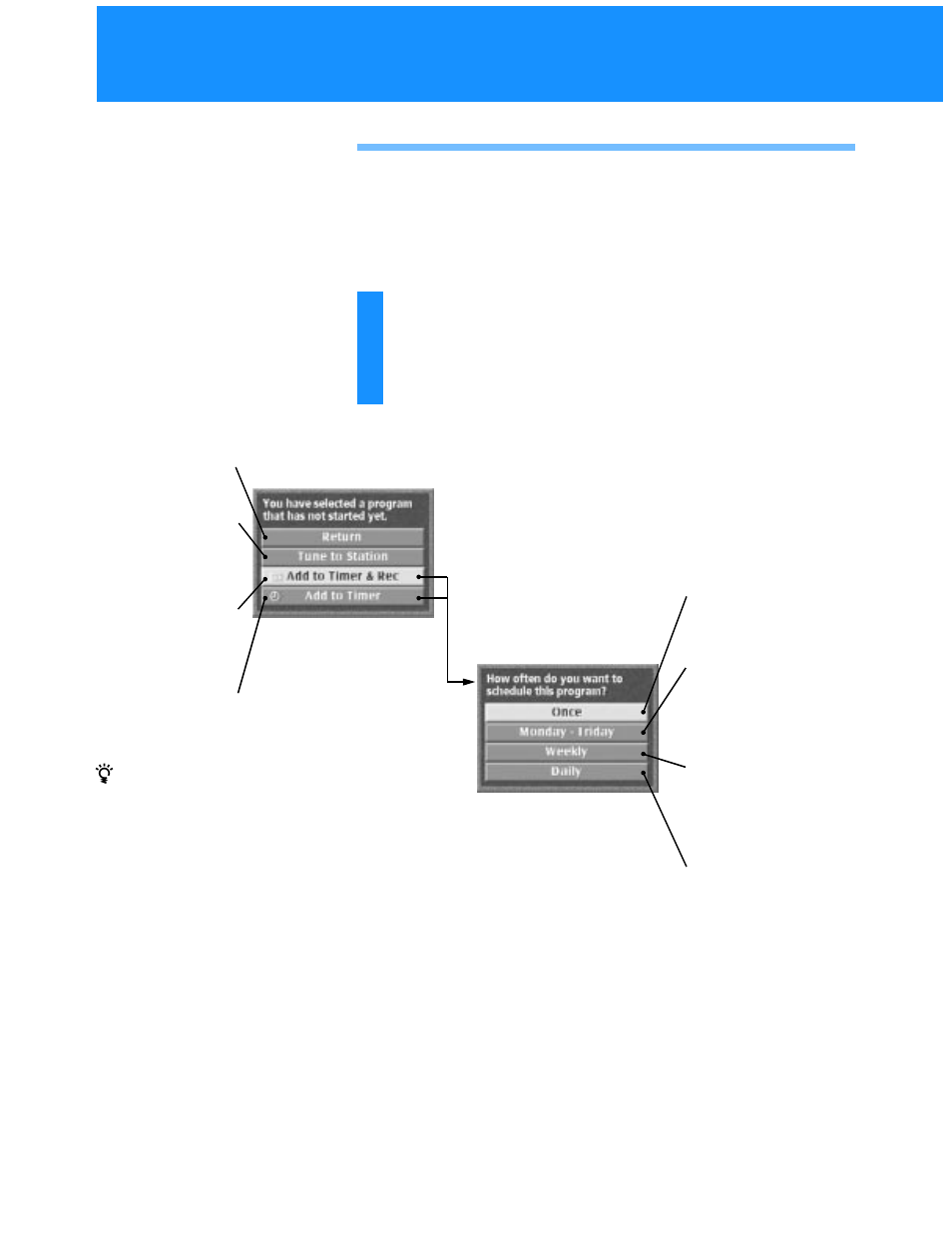 Using one button timer & rec, Scheduling programs (timer & rec) | Sony SAT-A55 User Manual | Page 60 / 80