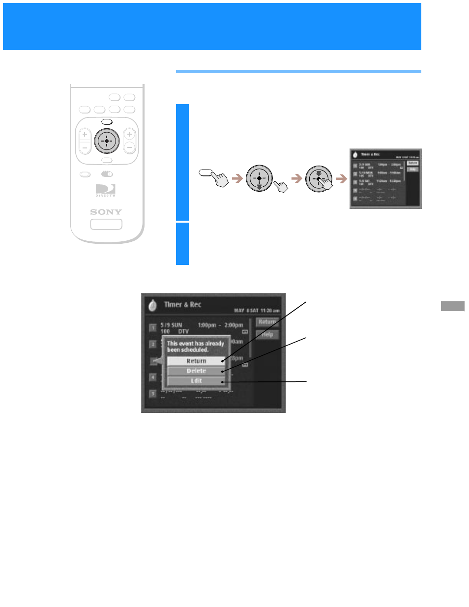 Editing timer events | Sony SAT-A55 User Manual | Page 63 / 80