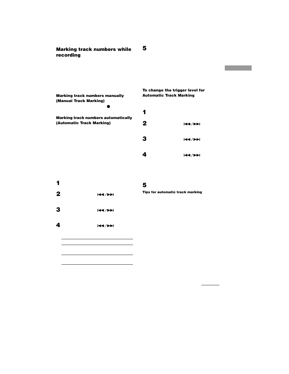 Marking track numbers while recording | Sony MDS-JE770 User Manual | Page 15 / 48