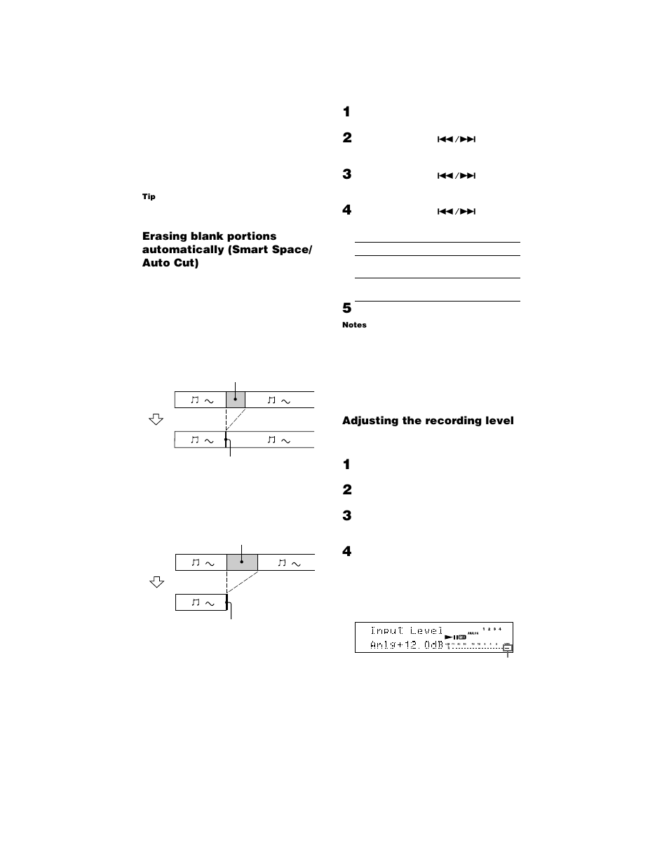 Adjusting the recording level | Sony MDS-JE770 User Manual | Page 16 / 48