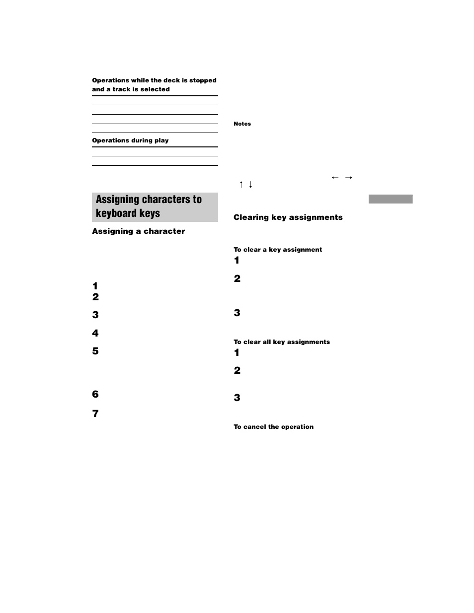 Assigning characters to keyboard keys, Assigning a character, Clearing key assignments | Assigning characters to keyboard, Keys | Sony MDS-JE770 User Manual | Page 41 / 48