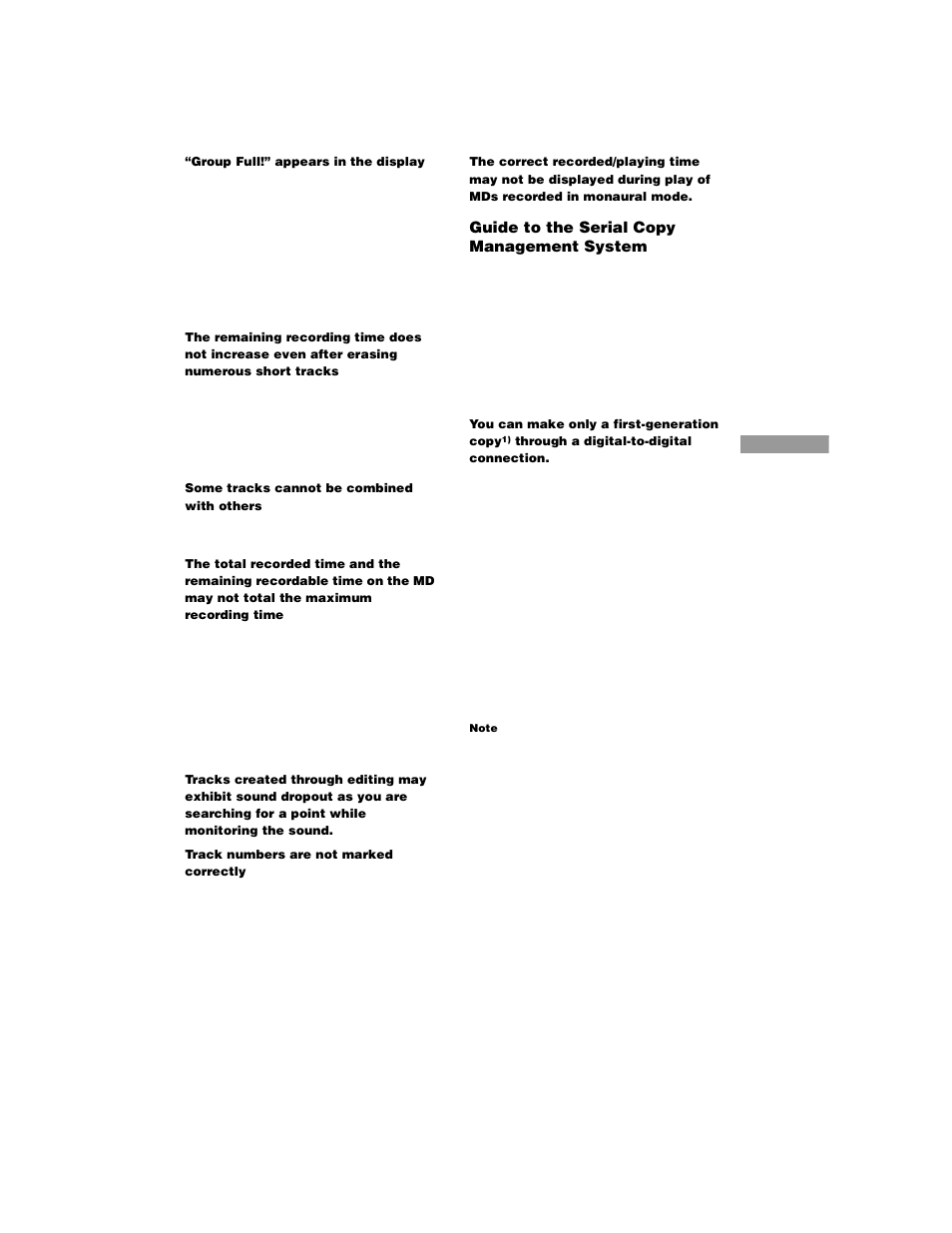 Guide to the serial copy management system | Sony MDS-JE770 User Manual | Page 43 / 48