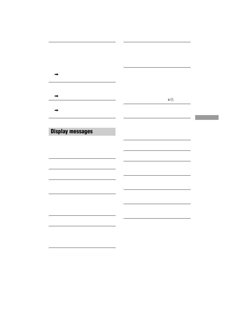 Display messages | Sony MDS-JE770 User Manual | Page 45 / 48