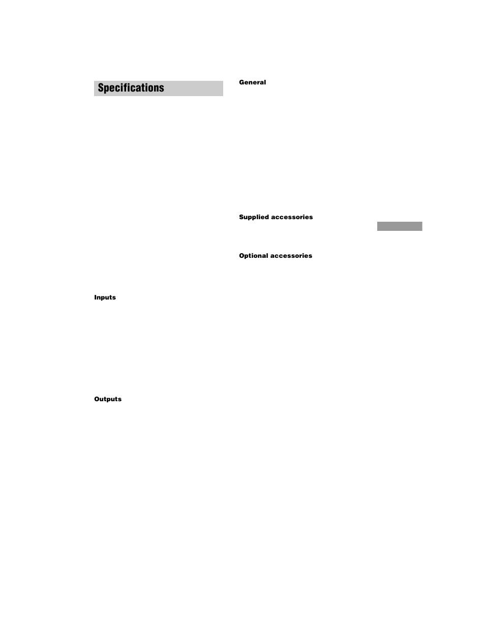 Specifications | Sony MDS-JE770 User Manual | Page 47 / 48