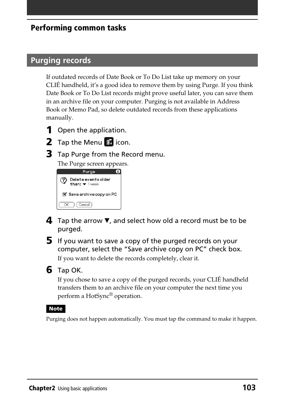 Purging records | Sony PEG-NR70V/U User Manual | Page 103 / 224