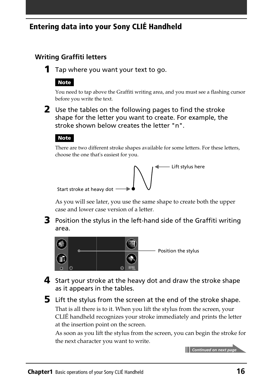 16 entering data into your sony clié handheld | Sony PEG-NR70V/U User Manual | Page 16 / 224