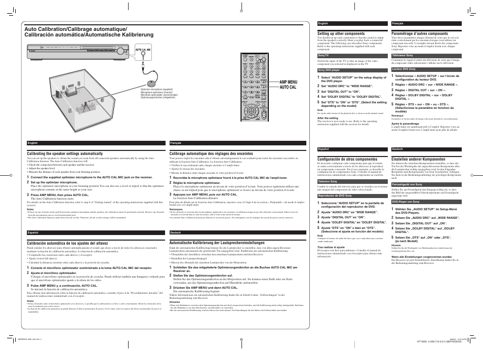 Auto cal amp menu | Sony HTP-78SS User Manual | Page 2 / 2