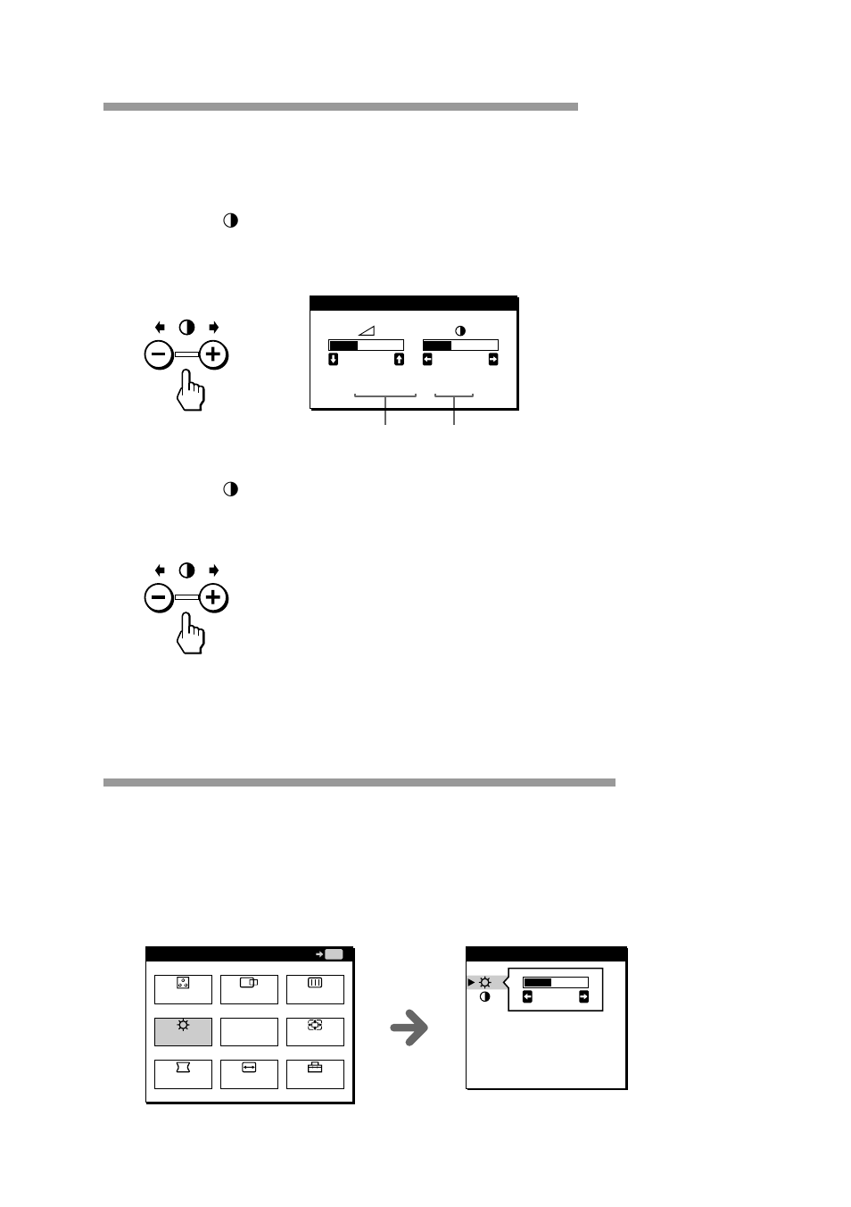 Adjusting the picture contrast, Adjusting the picture brightness | Sony CPD-101VS User Manual | Page 21 / 40