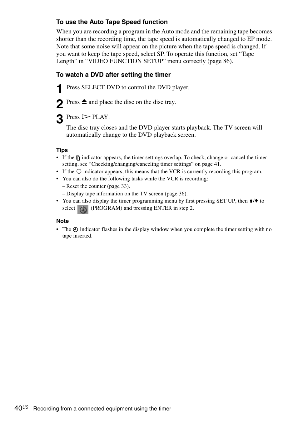 Sony SLVD380P User Manual | Page 40 / 116
