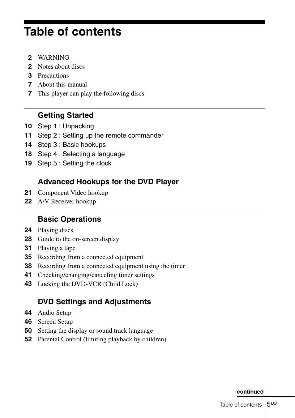 Sony SLVD380P User Manual | Page 5 / 116