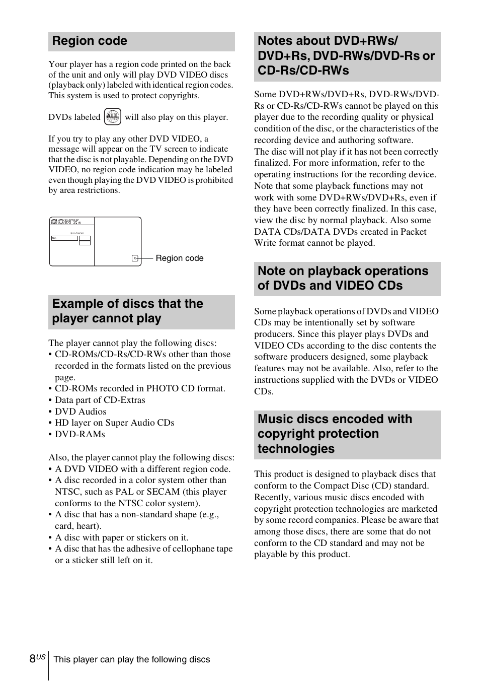 Sony SLVD380P User Manual | Page 8 / 116