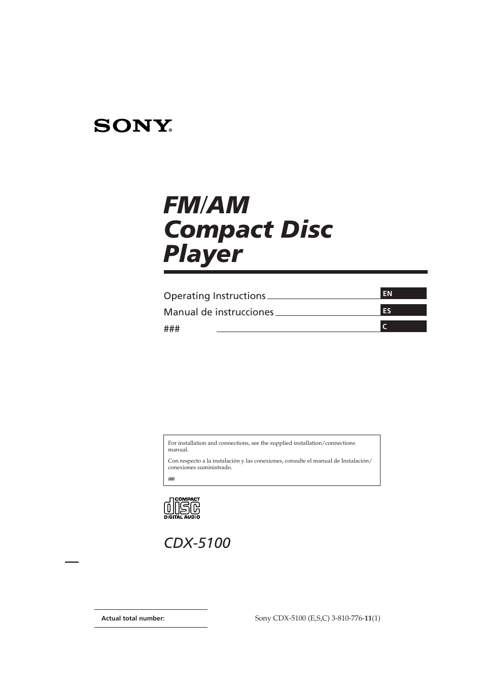 Sony CDX-5100 User Manual | 31 pages