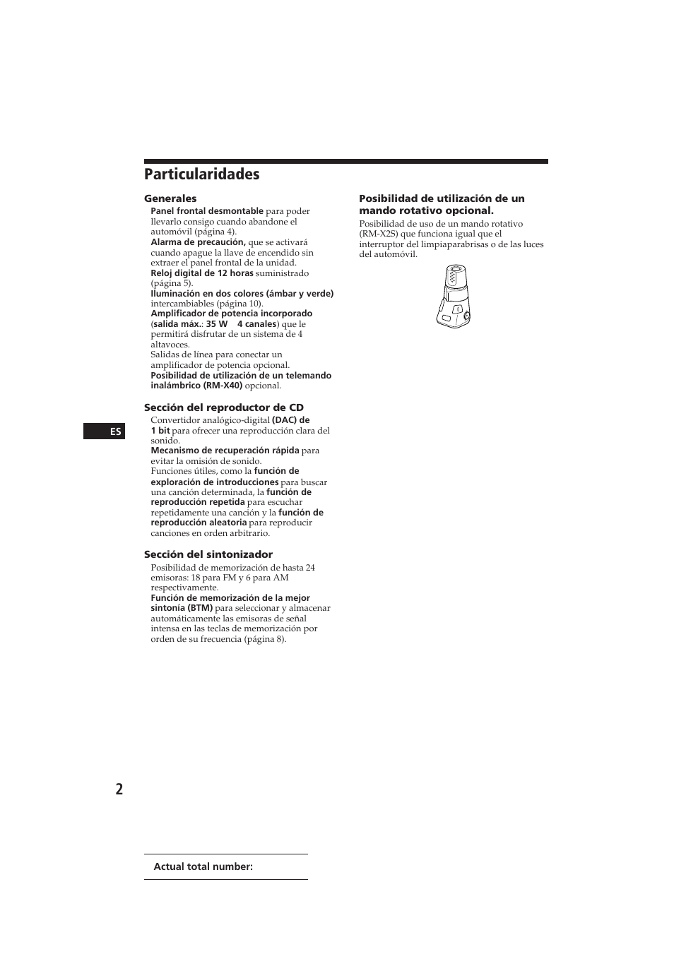 Particularidades | Sony CDX-5100 User Manual | Page 16 / 31