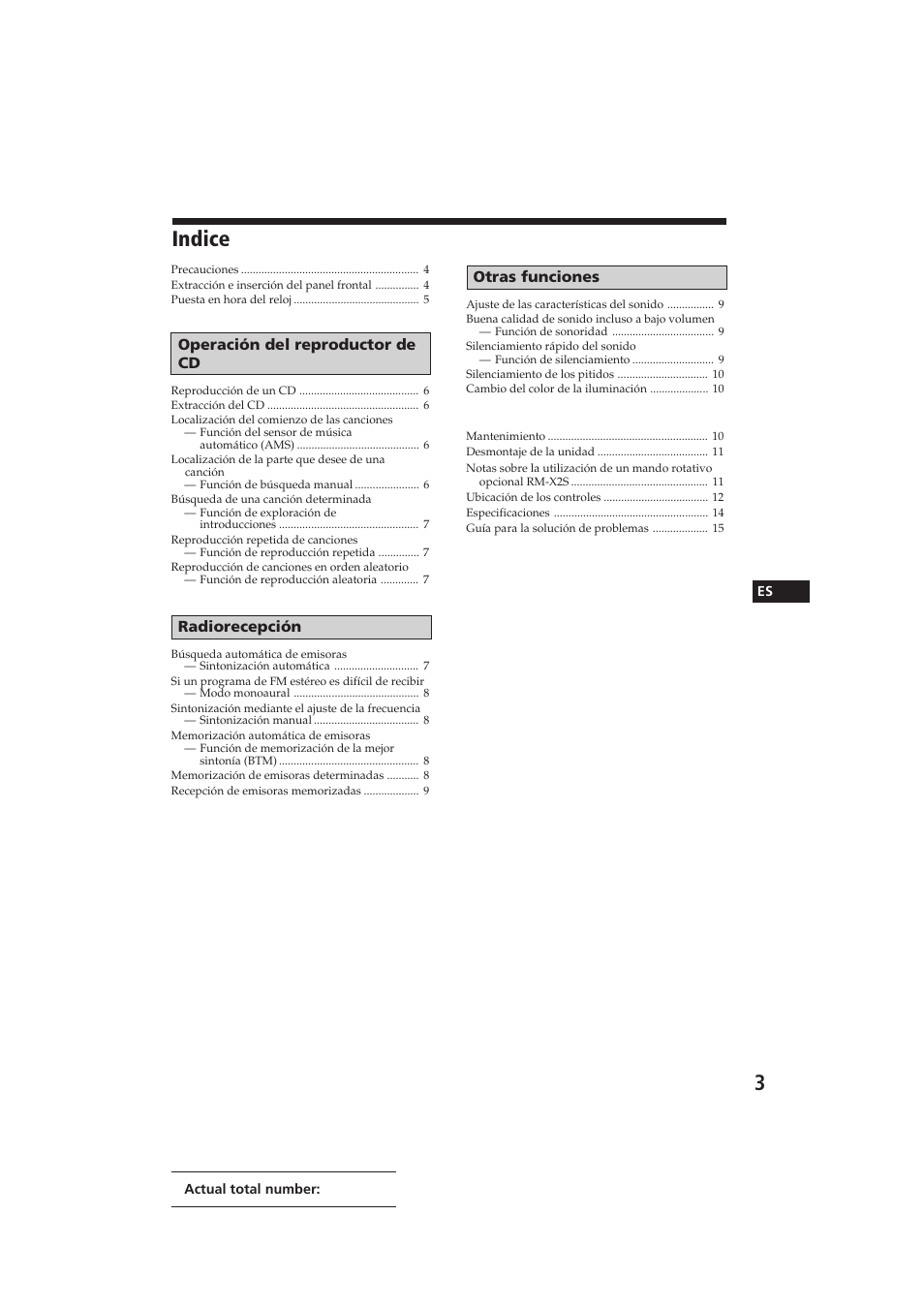 Indice | Sony CDX-5100 User Manual | Page 17 / 31