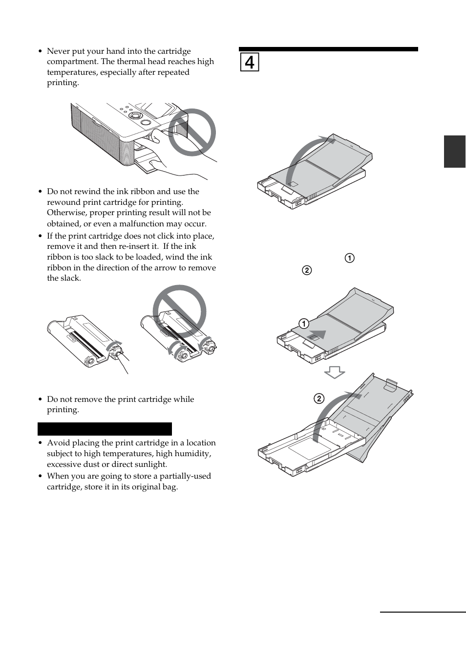 4 inserting the print paper, Inserting the print paper, 4inserting the print paper | Sony DPP-FP55 User Manual | Page 13 / 92