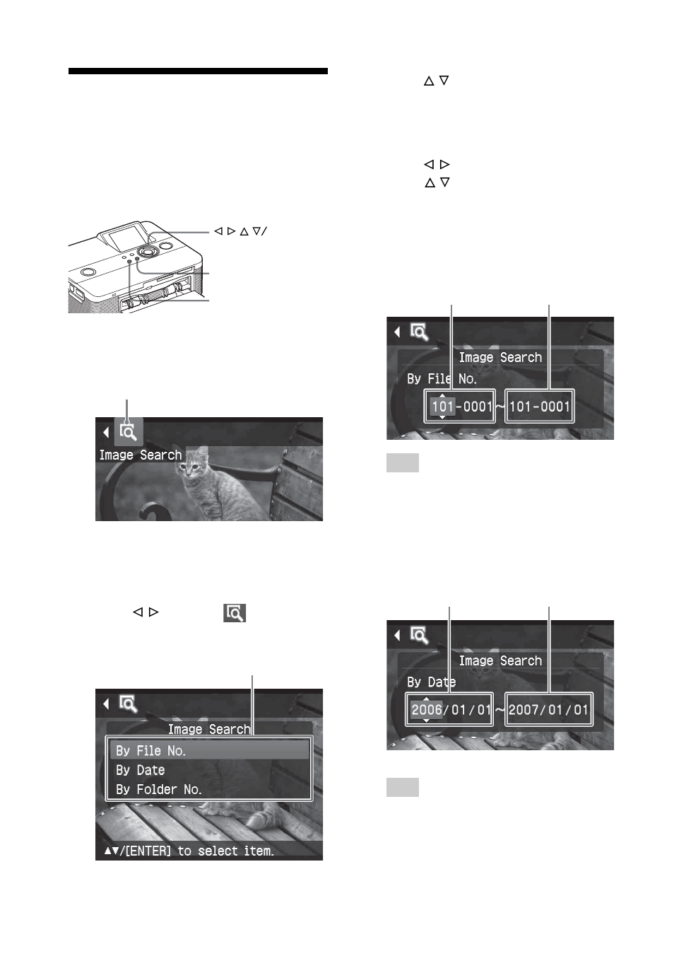 Searching for an image | Sony DPP-FP55 User Manual | Page 38 / 92