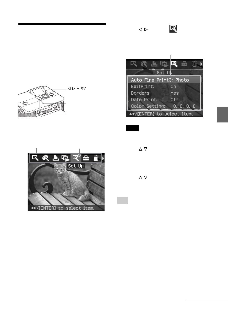 Changing the print settings (set up), Changing the print settings, Set up) | Sony DPP-FP55 User Manual | Page 41 / 92