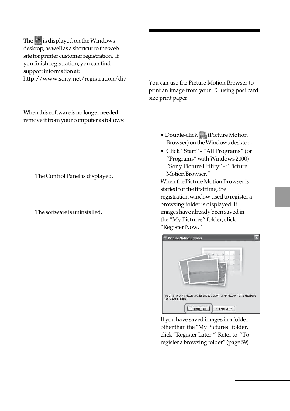 Printing photos from the picture motion browser, Printing photos from the picture, Motion browser | Sony DPP-FP55 User Manual | Page 53 / 92