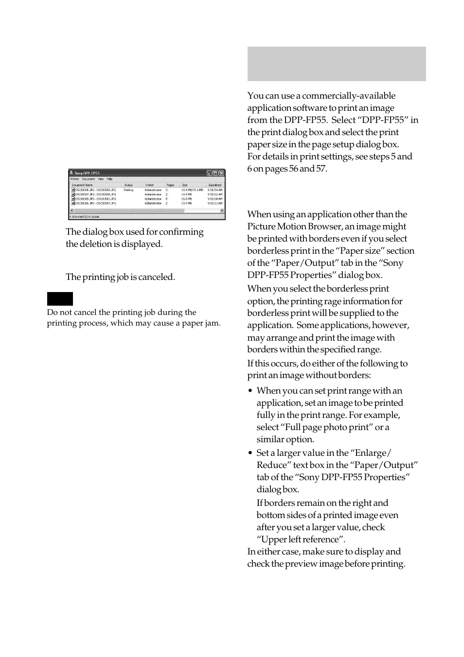 Printing from other application software | Sony DPP-FP55 User Manual | Page 60 / 92