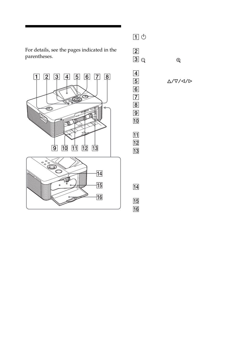 Identifying the parts | Sony DPP-FP55 User Manual | Page 8 / 92