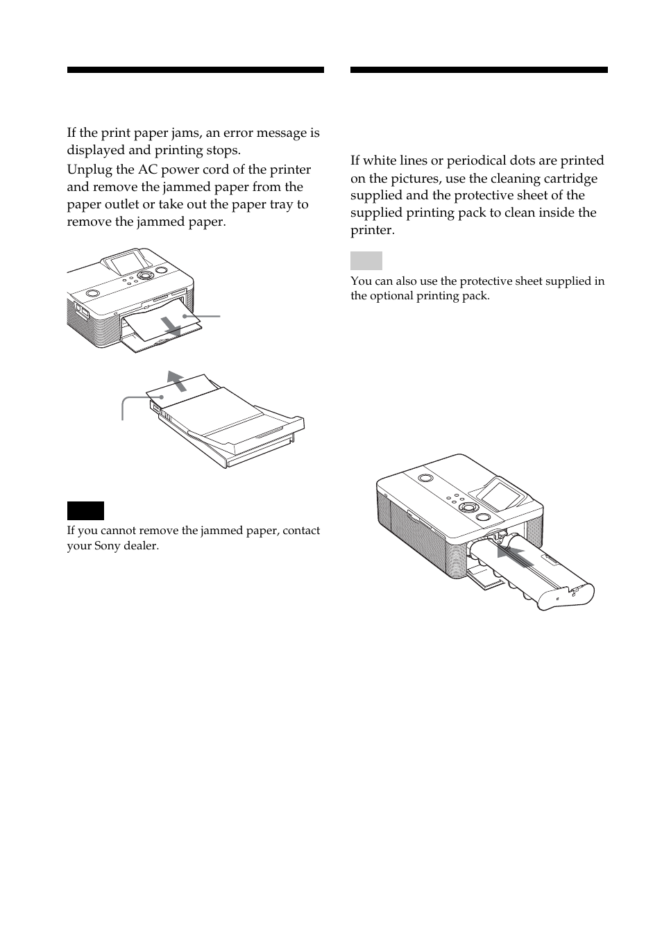 If paper jams, Cleaning the inside of the printer | Sony DPP-FP55 User Manual | Page 80 / 92