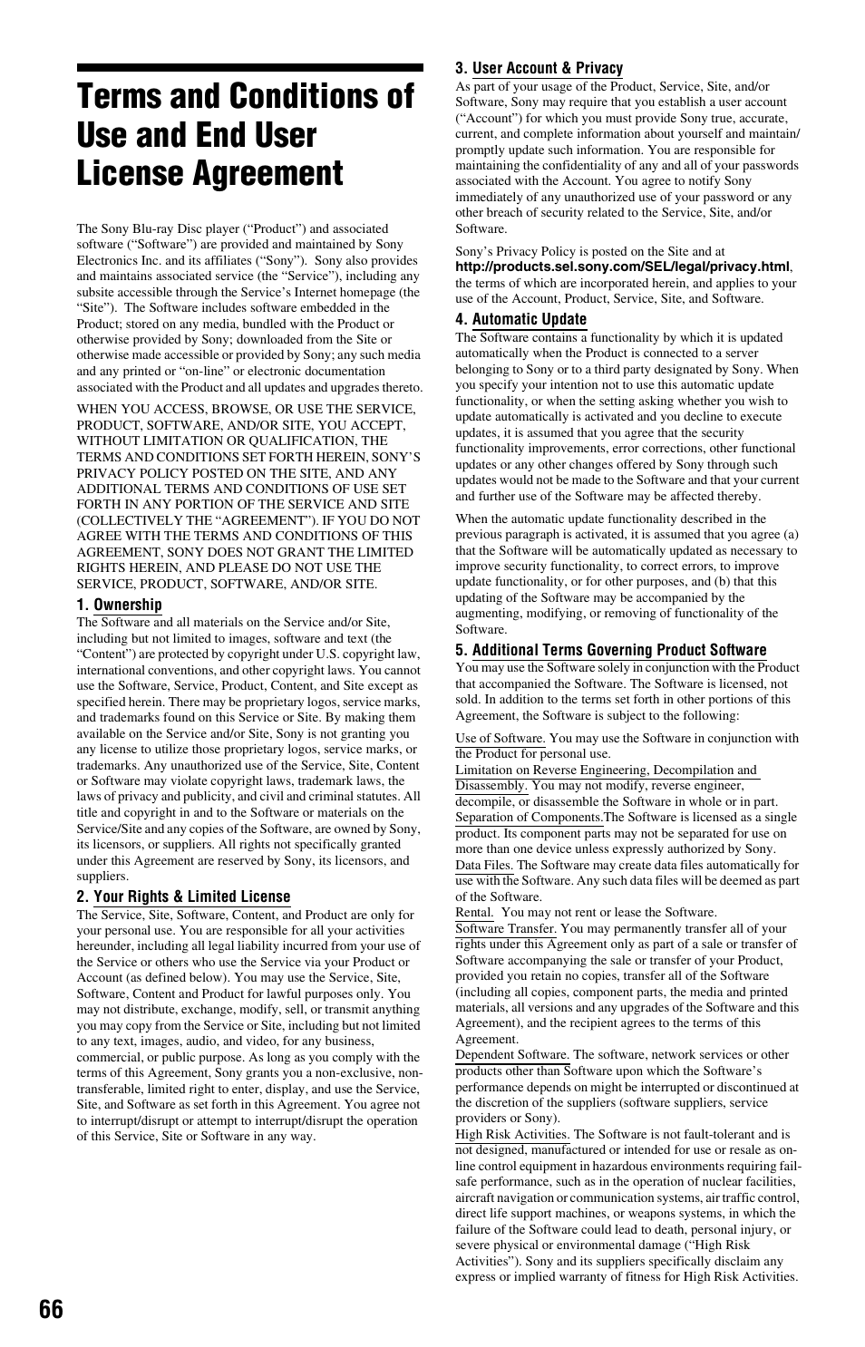 Sony BDP-S360 User Manual | Page 66 / 79