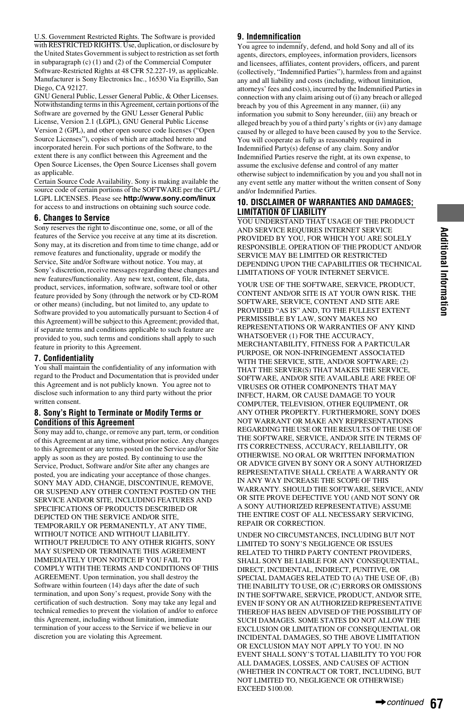 Sony BDP-S360 User Manual | Page 67 / 79