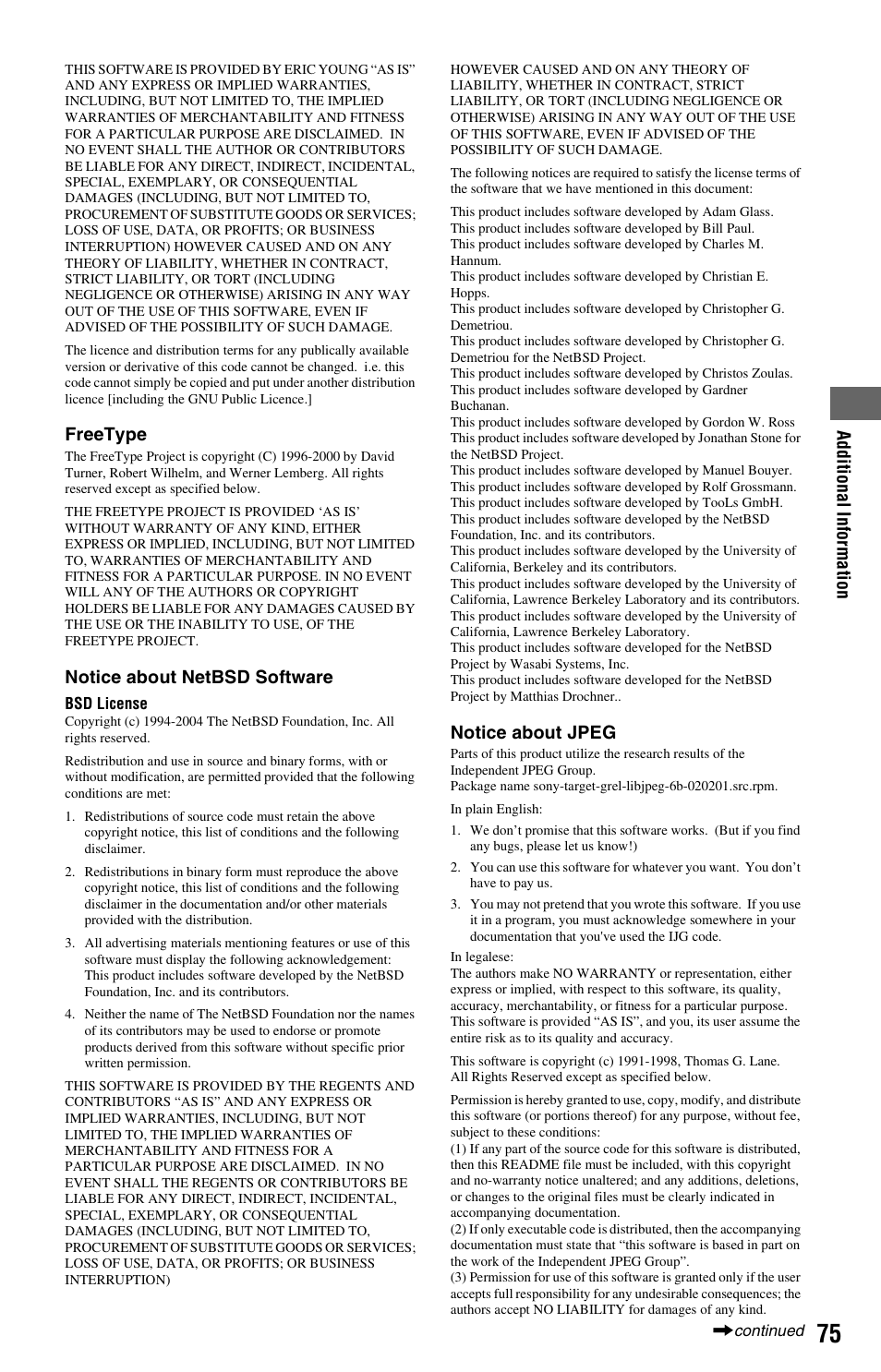 Sony BDP-S360 User Manual | Page 75 / 79