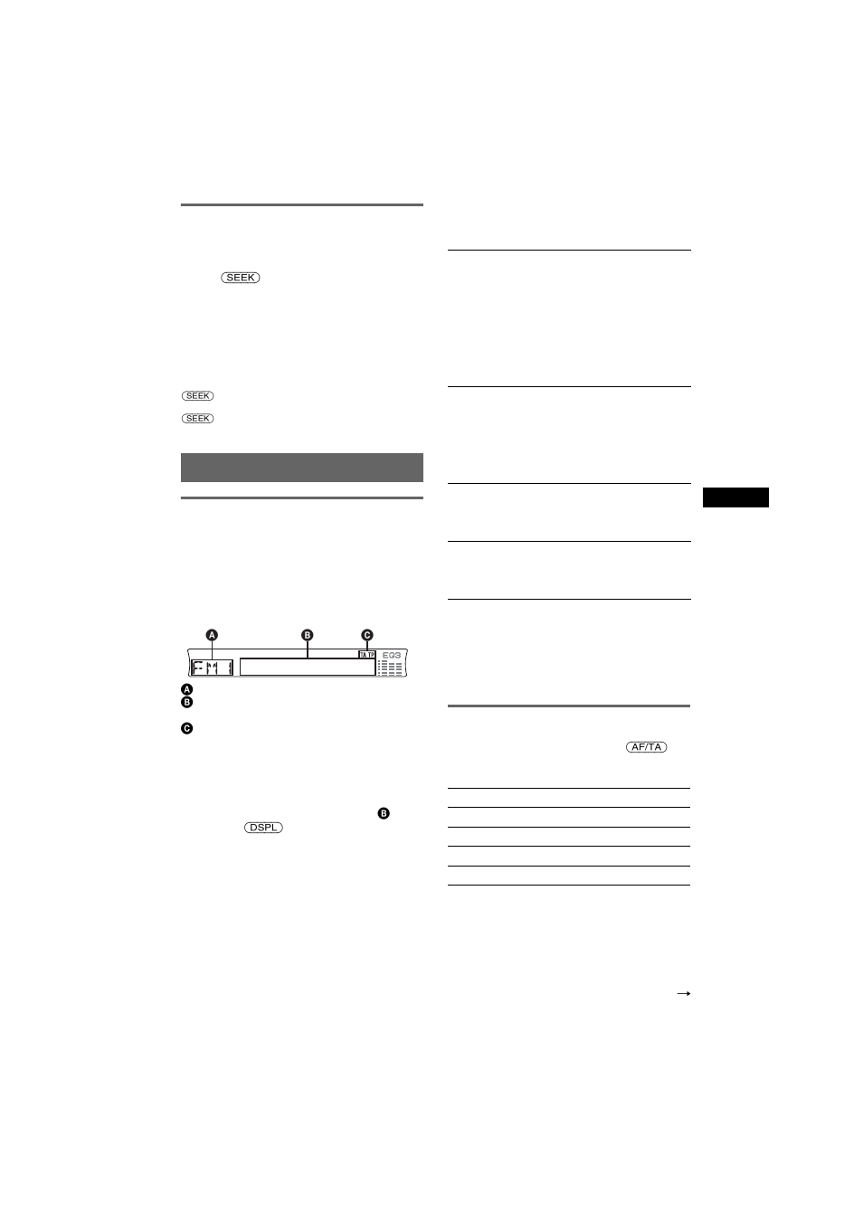 Recherche automatique des fréquences, Fonction rds, Aperçu | Réglages af et ta/tp, Aperçu réglages af et ta/tp, Recherche automatique des fréquences 1, Réglages af et ta/tp 1 | Sony CDX-R3350 User Manual | Page 47 / 100