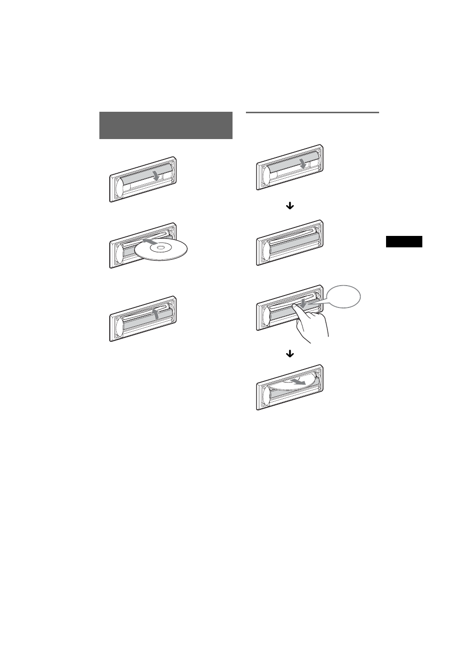 Inserting the disc in the unit, Ejecting the disc | Sony CDX-R3350 User Manual | Page 5 / 100