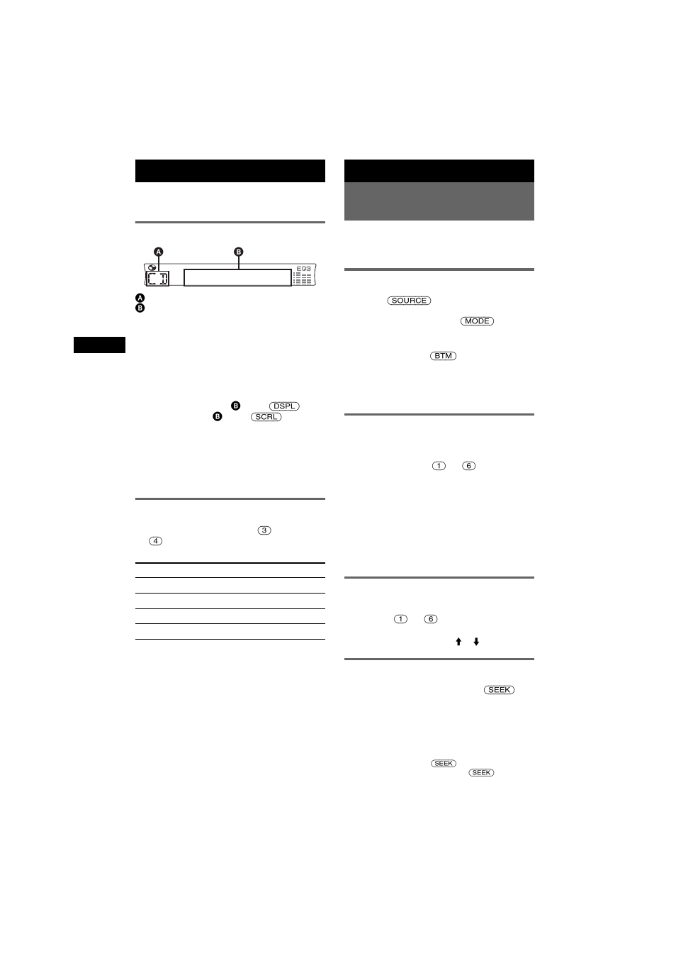 Display items, Repeat and shuffle play, Radio | Storing and receiving stations, Storing automatically - btm, Storing manually, Receiving the stored stations, Tuning automatically, Display items repeat and shuffle play, Ep 8 | Sony CDX-R3350 User Manual | Page 8 / 100