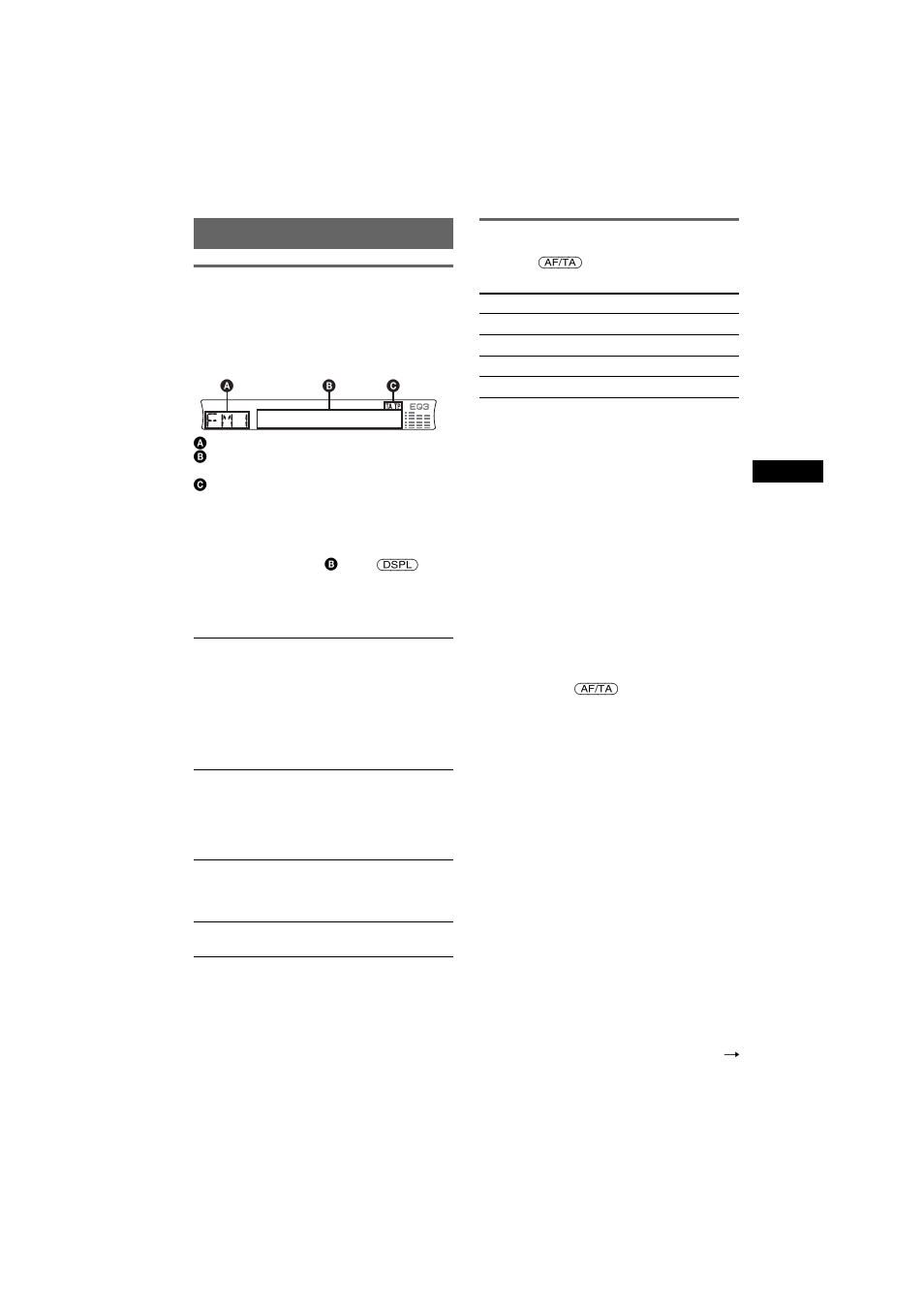 Overview, Setting af and ta/tp, Overview setting af and ta/tp | Setting af and ta/tp 1 | Sony CDX-R3350 User Manual | Page 9 / 100