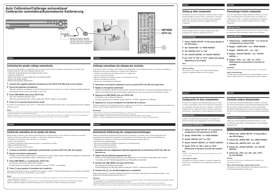 Auto cal amp menu | Sony HT-SF2000 User Manual | Page 2 / 2
