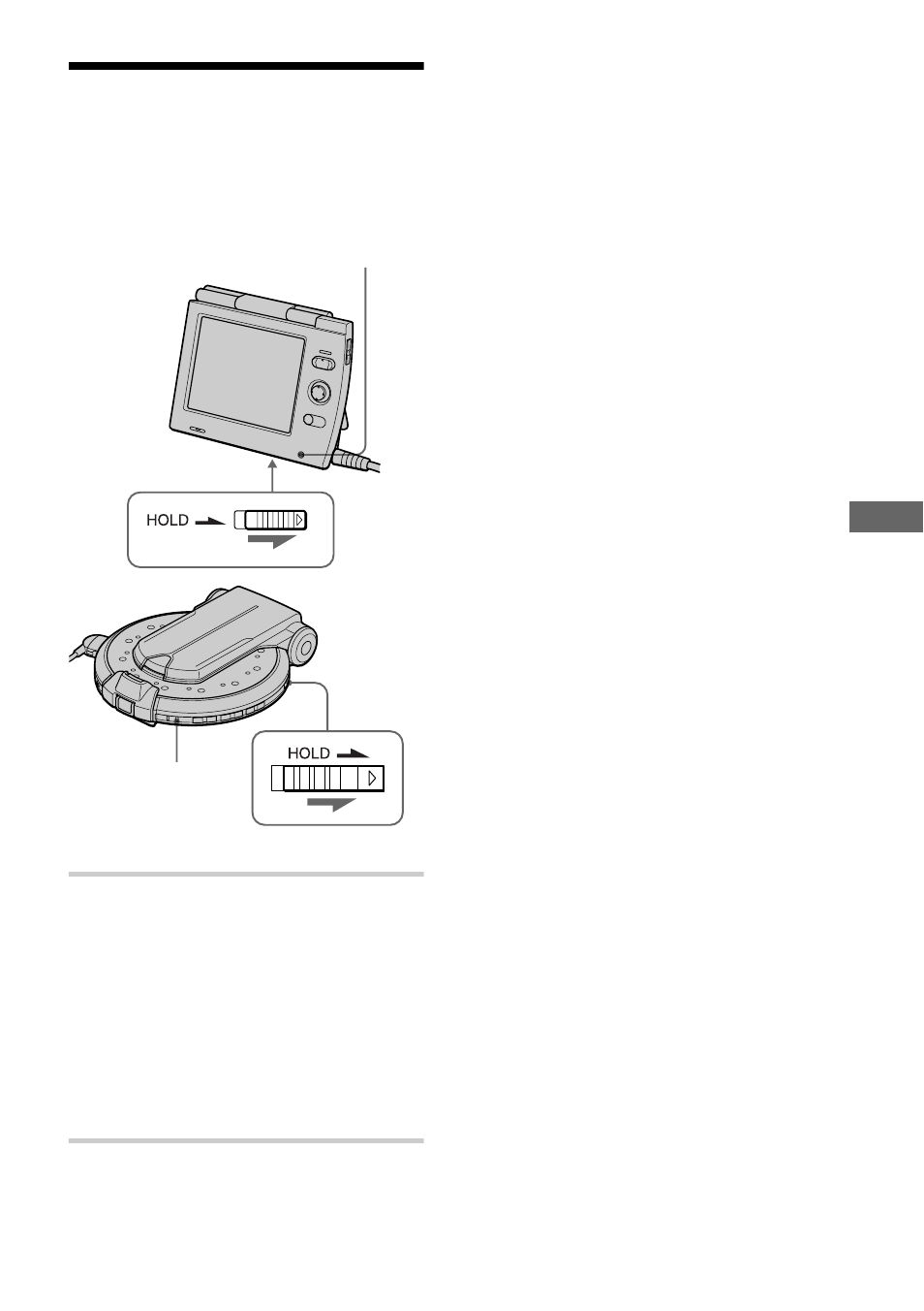 Locking the buttons (hold), Hold switch (49), Locking the buttons | Sony D-VM1 User Manual | Page 49 / 80