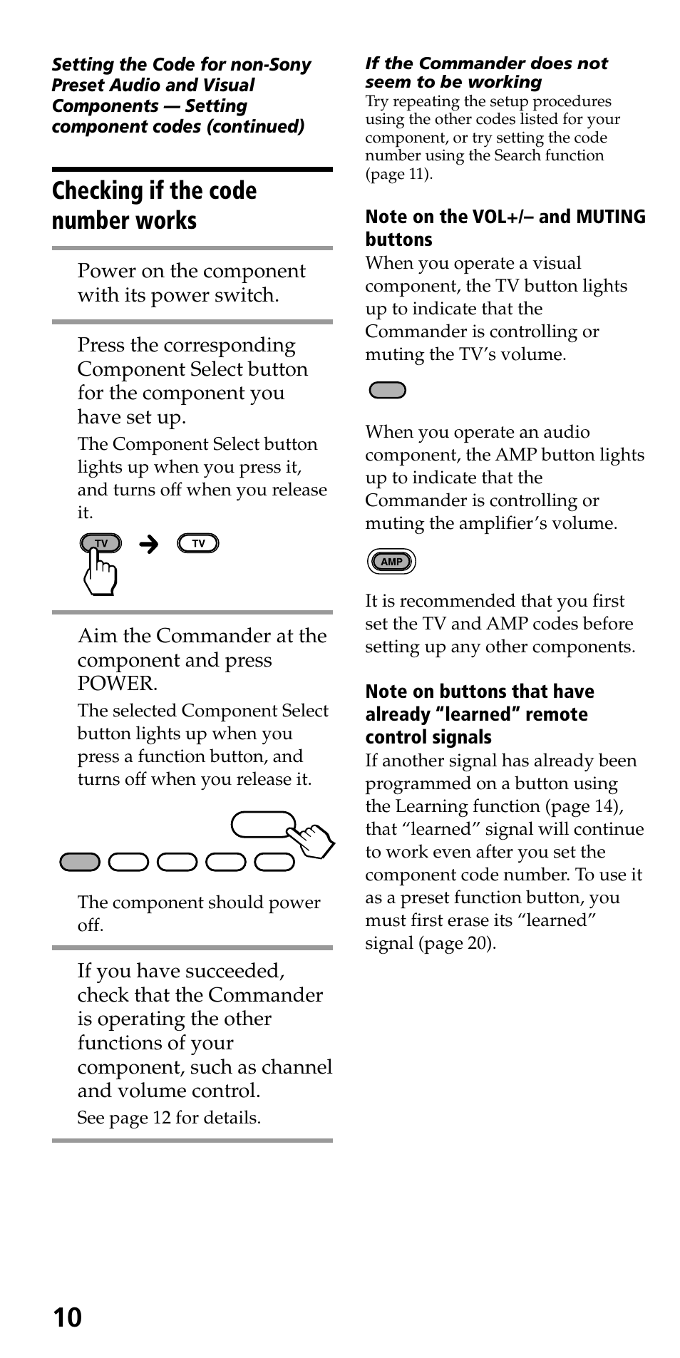 Checking if the code number works, Checking if the code number works 1 | Sony RM-VL710 User Manual | Page 10 / 44