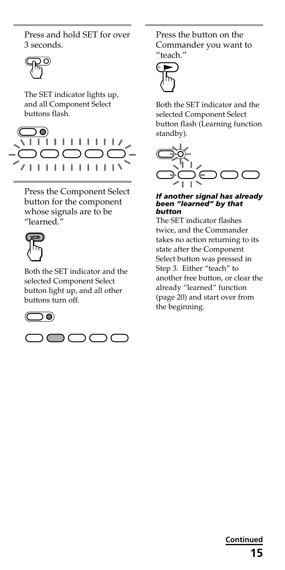 Press and hold set for over 3 seconds | Sony RM-VL710 User Manual | Page 15 / 44