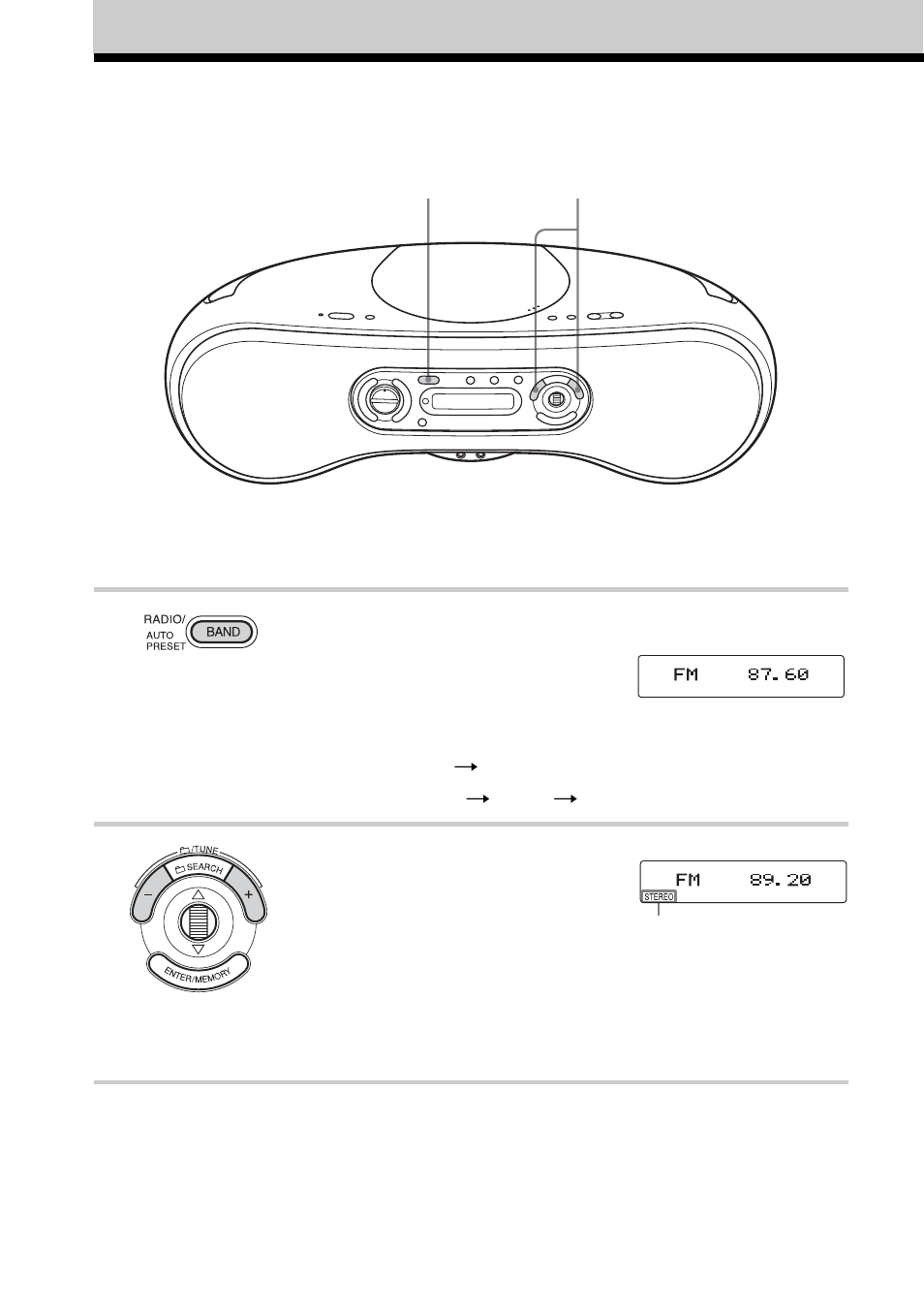 Listening to the radio | Sony ZS-SN10L User Manual | Page 10 / 68
