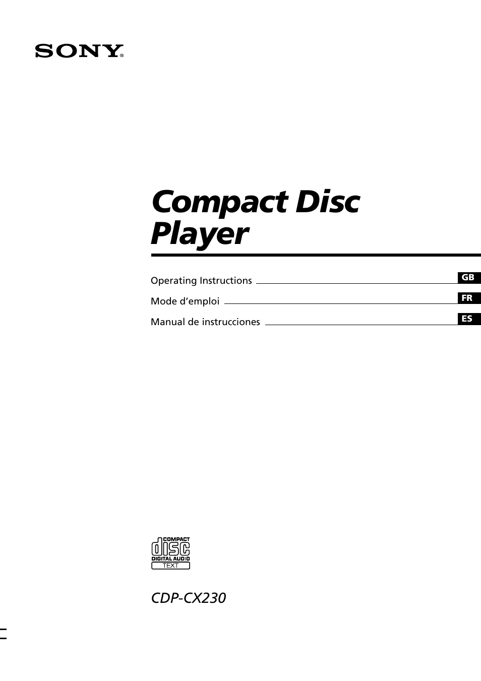 Sony CDP-CX230 User Manual | 80 pages