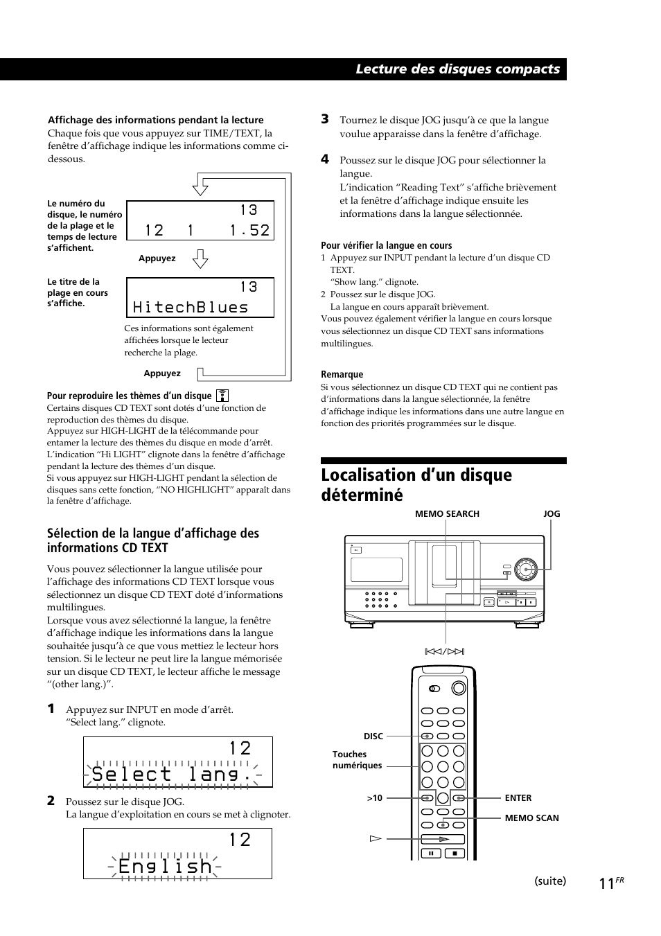 Localisation d’un disque déterminé | Sony CDP-CX230 User Manual | Page 37 / 80