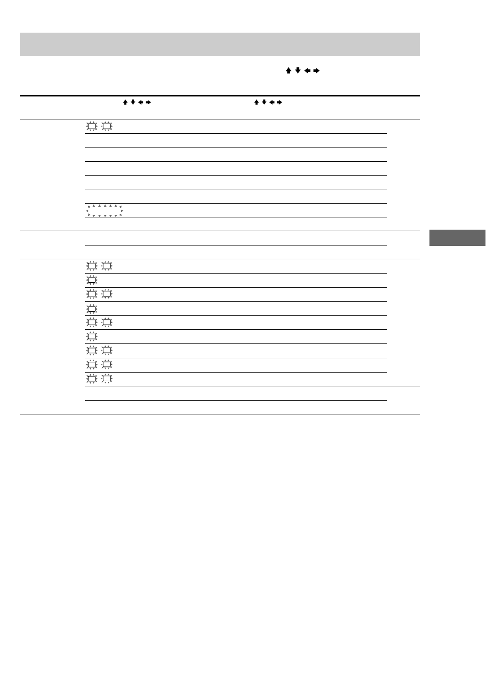 Tables of settings using main menu button | Sony HT-SL5 User Manual | Page 31 / 36