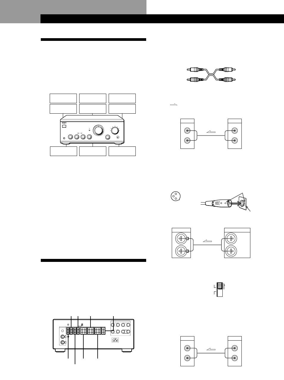 Preparativos, Introdução às ligações, Ligações dos componentes de áudio | Preparativos 4, Medidas preliminares, Descrição geral, Ligações | Sony TA-FA777ES User Manual | Page 28 / 35