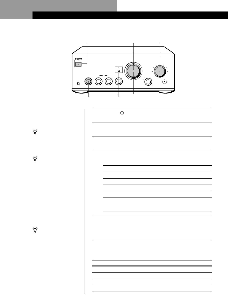 Operações básicas, Audição de música, Operações básicas 6 | Ligue a fonte sonora que deseja escutar, Para a audição com os auscultadores, Para a audição directa do sinal de entrada, Nota, Para obter melhor qualidade de som, Para escutar ajuste input selector a, Para pressione ou gire | Sony TA-FA777ES User Manual | Page 30 / 35