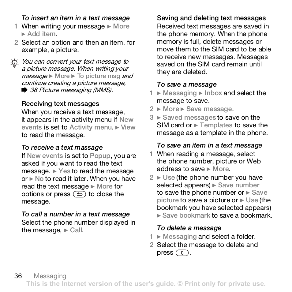 Sony Z610i User Manual | Page 36 / 96