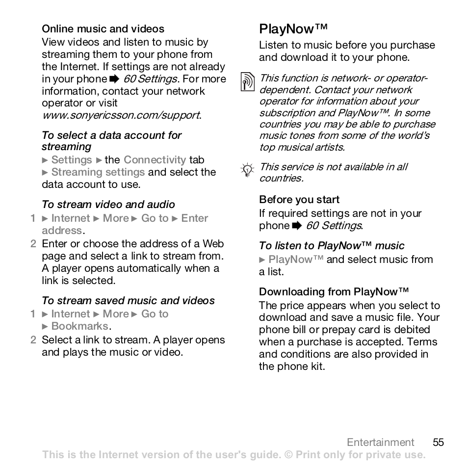 Playnow | Sony Z610i User Manual | Page 55 / 96