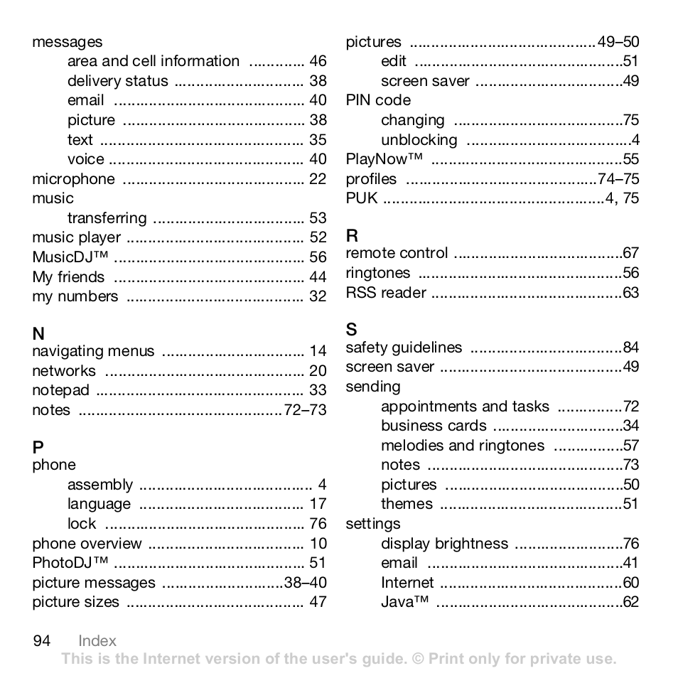 Sony Z610i User Manual | Page 94 / 96