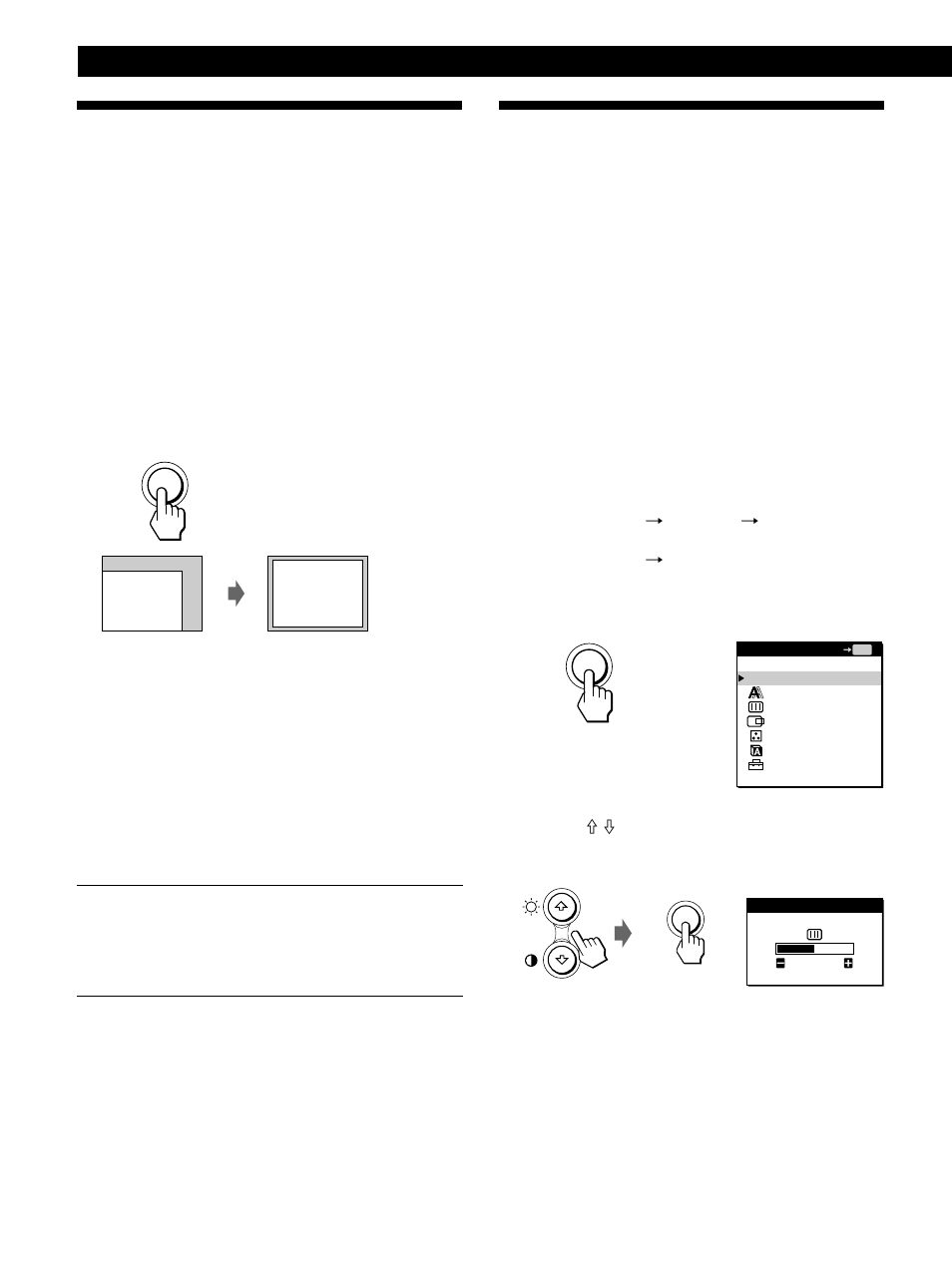 Automatically adjusting the picture, Eliminating flickering or blurring manually, Réglage automatique de l’image | Elimination manuelle du scintillement ou du flou, Automatisches einstellen des bildes, Ajuste automático de la imagen, Regolazione automatica dell’immagine, Customizing your monitor | Sony CPD-M151 User Manual | Page 12 / 104
